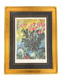 "Les Roses" by Marc Chagall Lithograph Signed and Framed 283/500 with COA