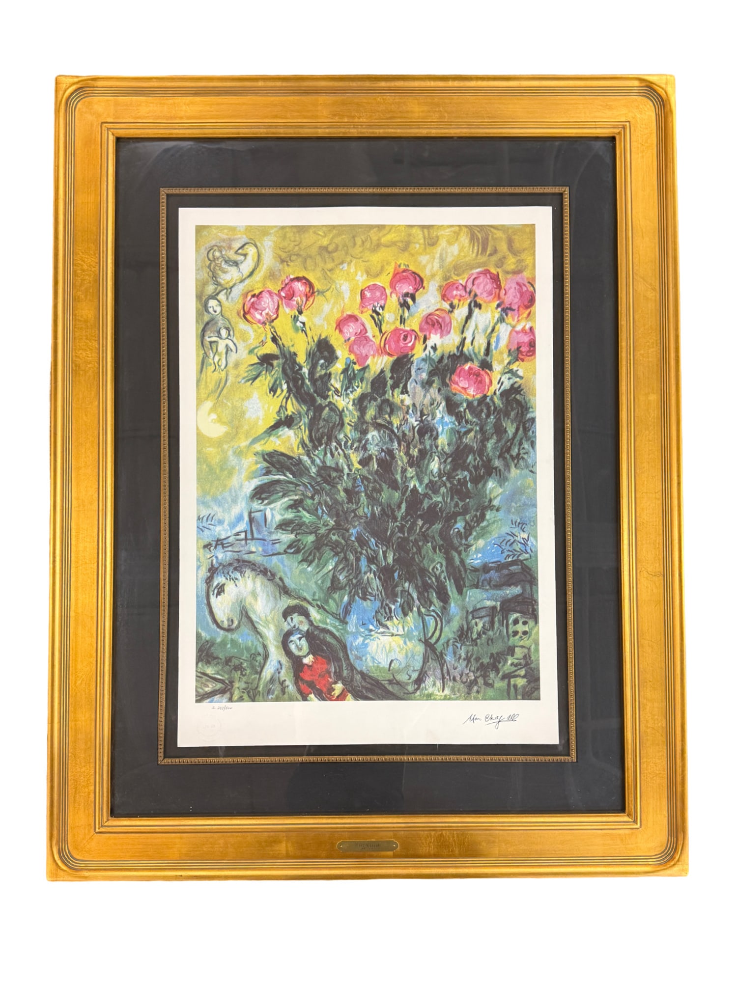 "Les Roses" by Marc Chagall Lithograph Signed and Framed 283/500 with COA (1 of 10)