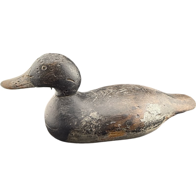 Antique Hand Carved and Painted Duck Decoy: PLEASE READ: in house shipping If you win this item, please select self arranged for in house shipping when paying invoice 7"H x 14.75"L x 7.5"W