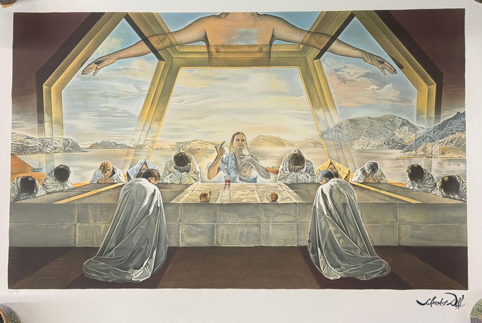 Salvador Dali 'Last Supper' Limited Edition Numbered Lithograph with COA: PLEASE READ: in house shipping If you win this item, please select self arranged for in house shipping when paying invoice Salvador Dali (1904-1989) Spanish, Abstract Abraham Lincoln Numbered Lithogra
