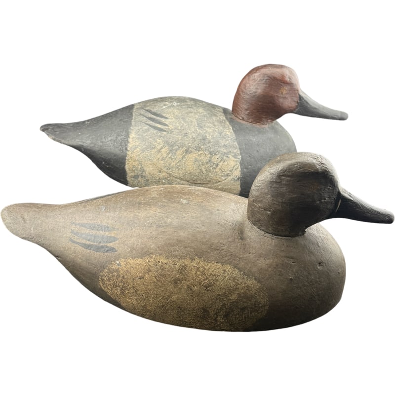 Pair of Antique / Vintage Wood Carved Duck Decoy (1 of 4)
