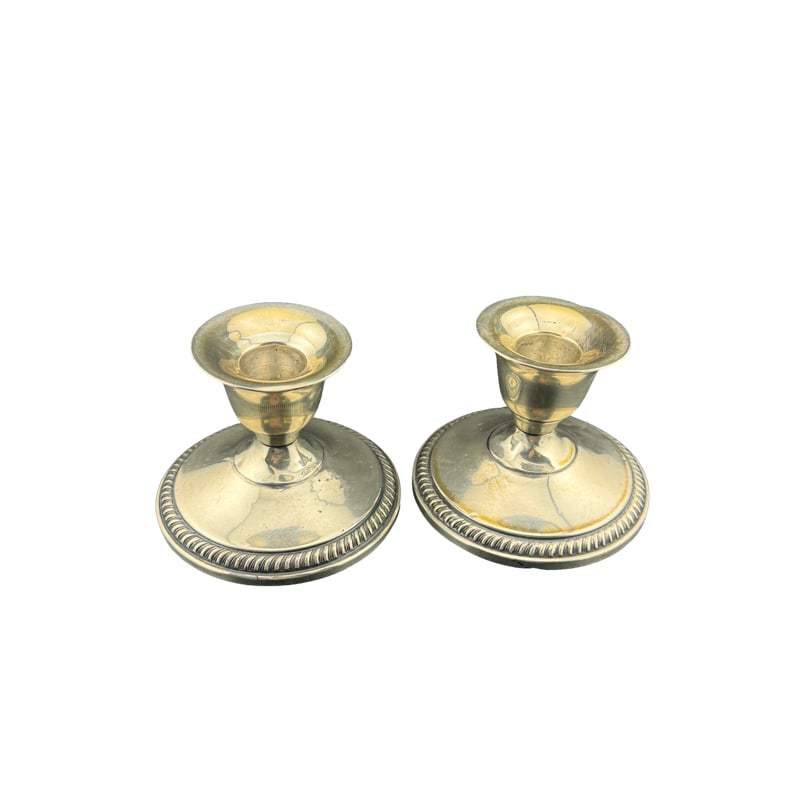 Pair of Weighted Candlestick Holders - Fred Hirsch #30: PLEASE READ: in house shipping If you win this item, please select self arranged for in house shipping when paying invoice 3"H x 3.5"L 420.24 grams