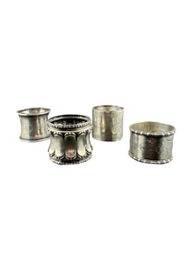 Lot of 4 vintage sterling silver napkin holders including Wood & Hughes Sterling