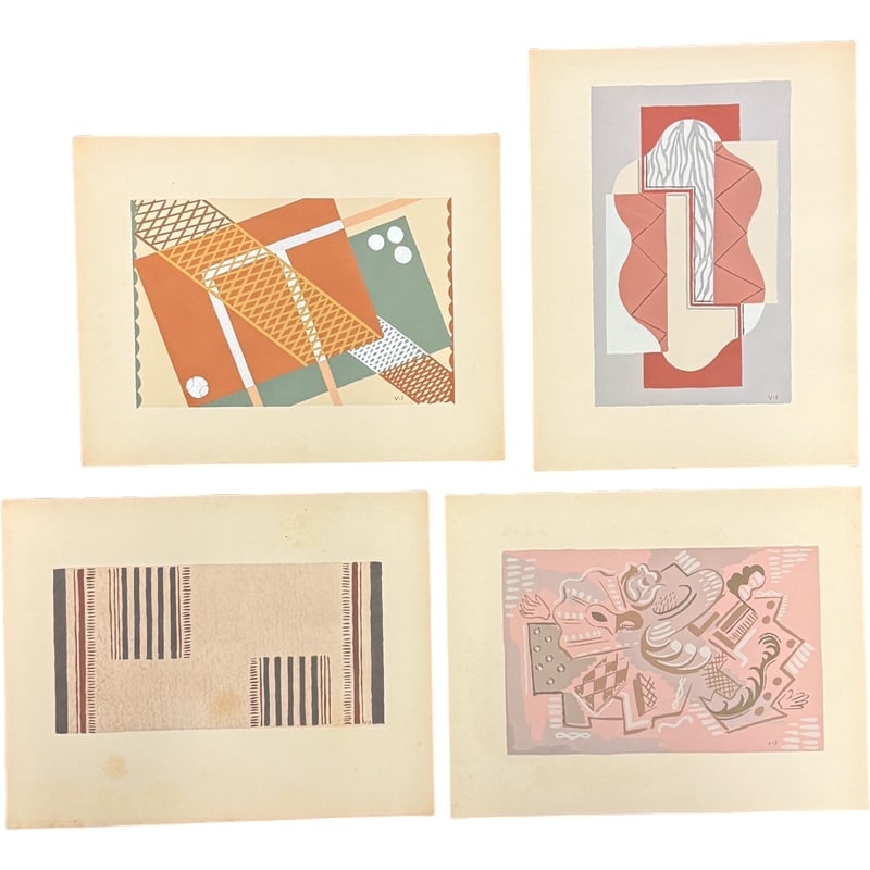 Set of Four Voldermar Boberman Pochoir Prints (1 of 3)