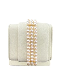 14k and Diamond Akoya Pearl Three Stand Bracelet