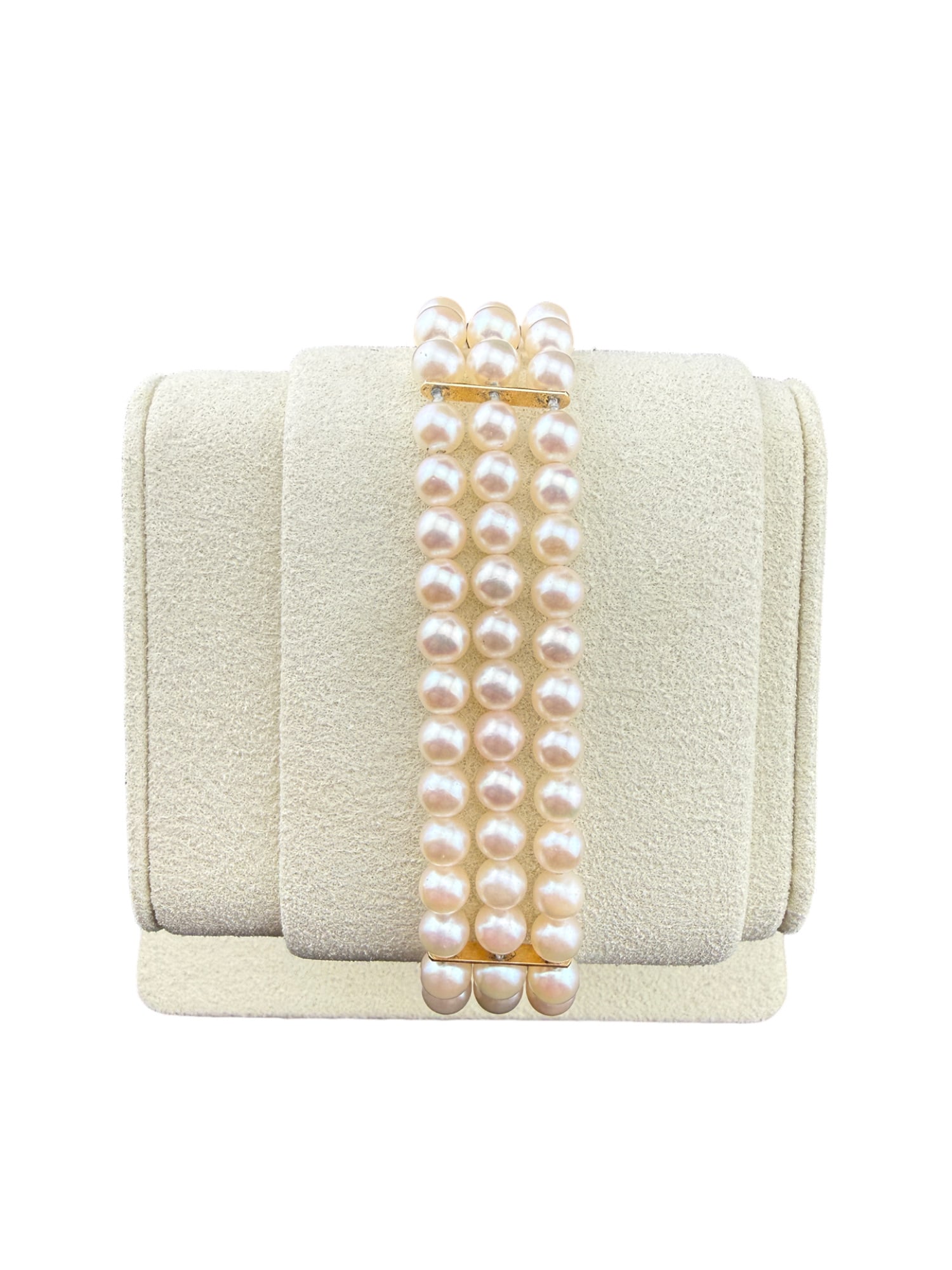 14k and Diamond JK8 Akoya Pearl Three Stand Bracelet (1 of 4)