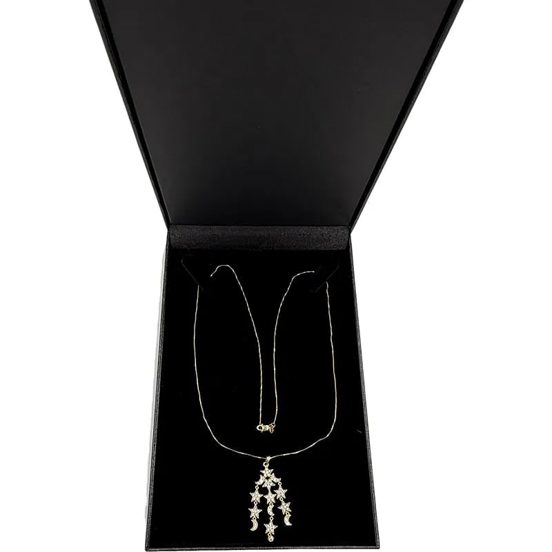 14K Dangle Necklace Stars and Moons Celestial Necklace (1 of 5)