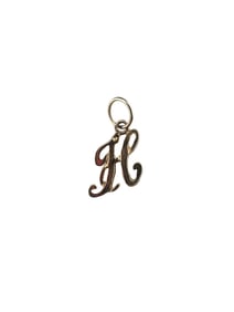 14K Yellow Gold Initial Letter Alphabet Charm Cursive H