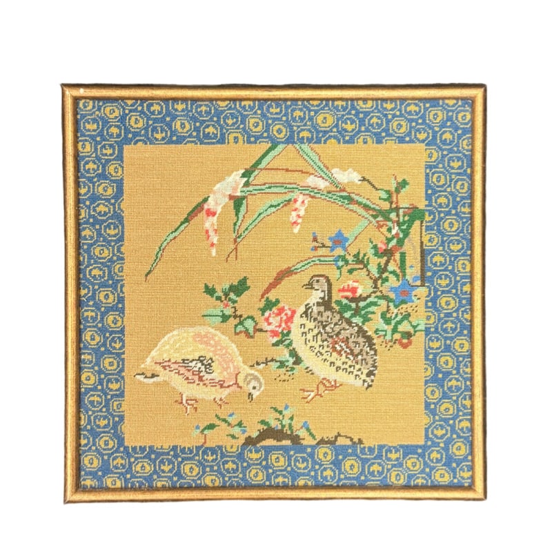 Chinese Embroidered Framed Textiles: PLEASE READ: in house shipping If you win this item, please select self arranged for in house shipping when paying invoice frame: 15.25" x 15.25" sight: 13.75" x 14"