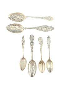 Sterling Silver Souvenir Spoons Set of 6