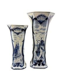 Antique Delft Decor Blue and White Vases