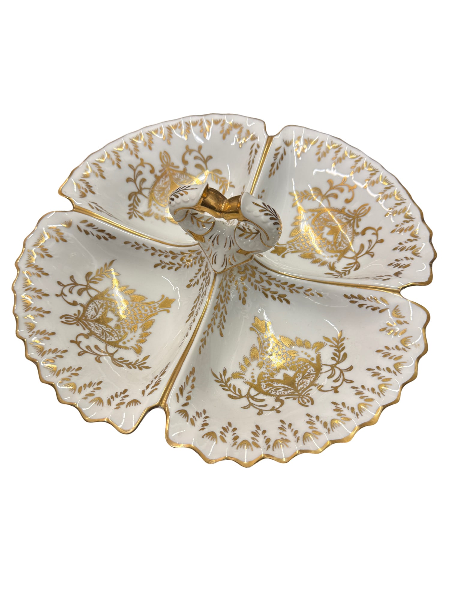 Antique Porcelain Divided Gold and White Platter (1 of 7)