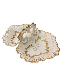Antique Porcelain Divided White and Gold Tray