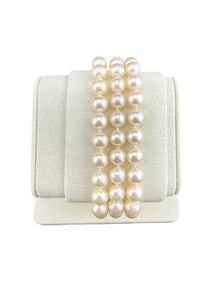 14k Gold Multi Stand Pearl and Diamond Bracelet