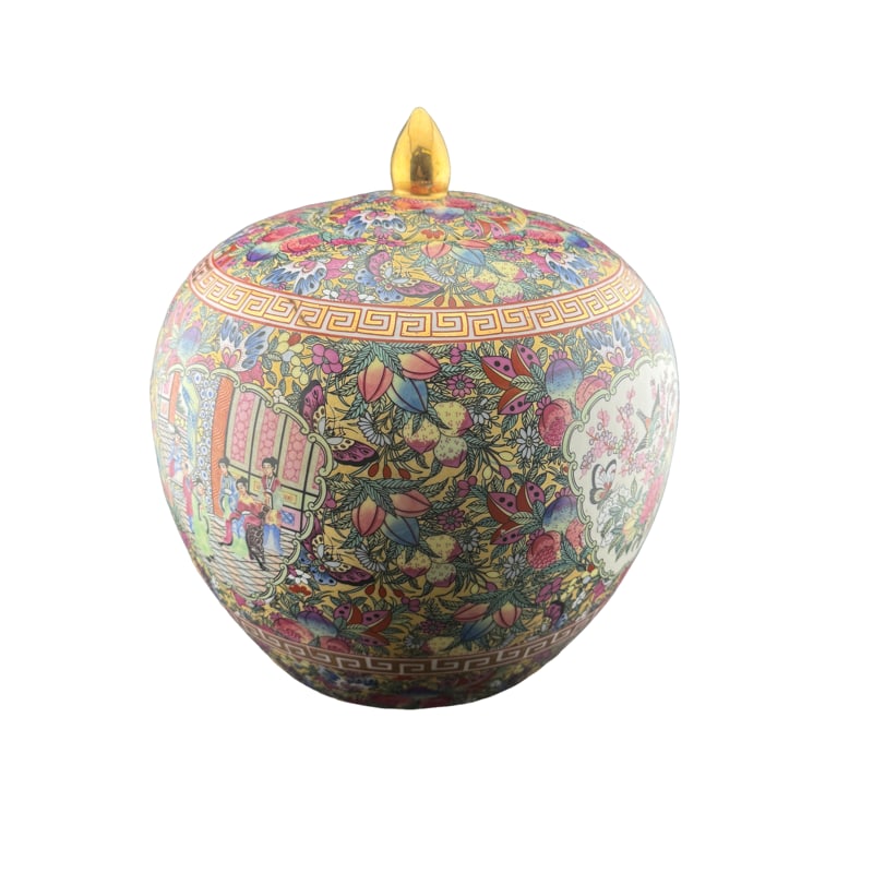 antique-vintage Famille Rose Medallion Ginger Jar: PLEASE READ: in house shipping within the US If you win this item, please select self arranged for in house shipping when paying invoice Stunning Antique-antique Famille Rose Medallion Ginger Jar 12"H