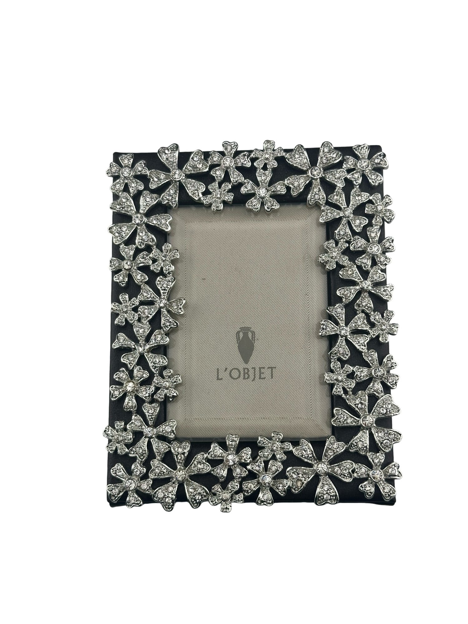 L'OBJET frame platinum-plated floral hardware and Swarovski crystals.: PLEASE READ: in house shipping within the US If you win this item, please select self arranged for in house shipping when paying invoice Embodying centuries of fine jewellery design and technique, thi
