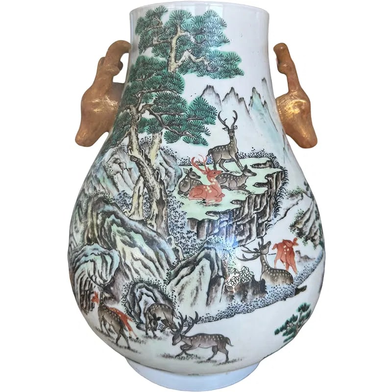 Antique Qing Dynasty Porcelain Vase "The Hundred Deer" (1 of 6)