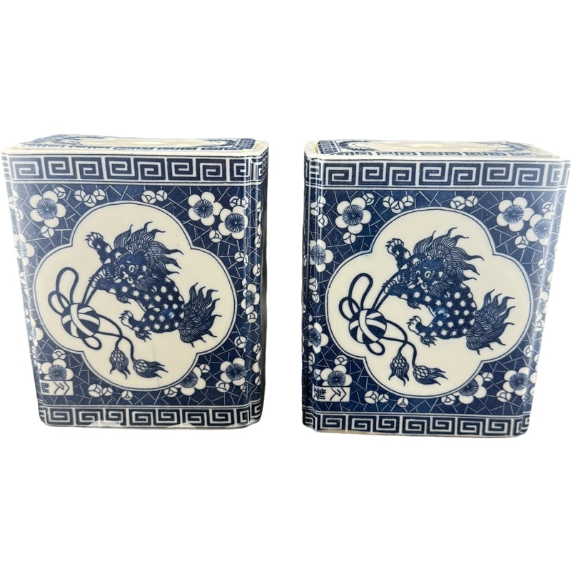 Pair Chinese Porcelain Opium Pillows: PLEASE READ: in house shipping within the US If you win this item, please select self arranged for in house shipping when paying invoice 6"H x 5.25"L x 3.5"W