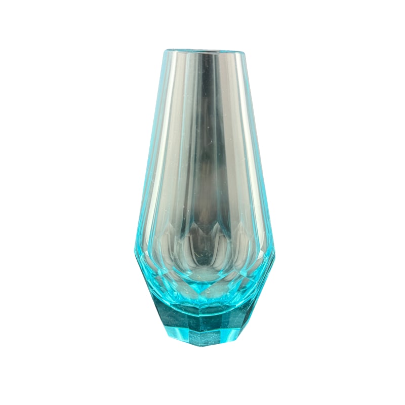 Josef Hoffmann Moser Art Deco Blue Octagonal Glass Vase (1 of 3)