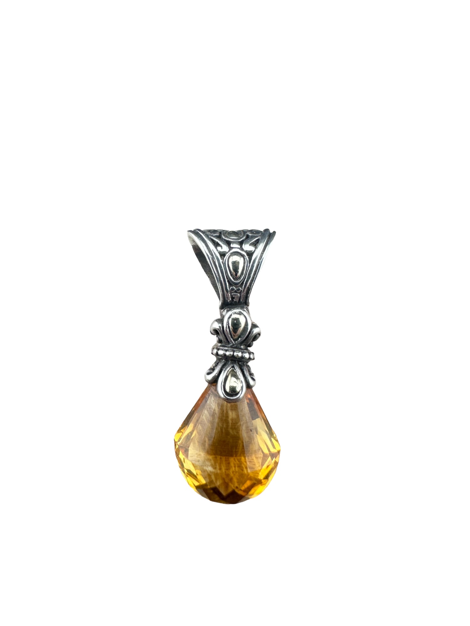 John Hardy Sterling Silver 925 and 18k Gold, Citrine Pendant/Amulet.: PLEASE READ: in house shipping within the US If you win this item, please select self arranged for in house shipping when paying invoice John Hardy Sterling Silver 925 and 18k Gold, Citrine Pendant/Am