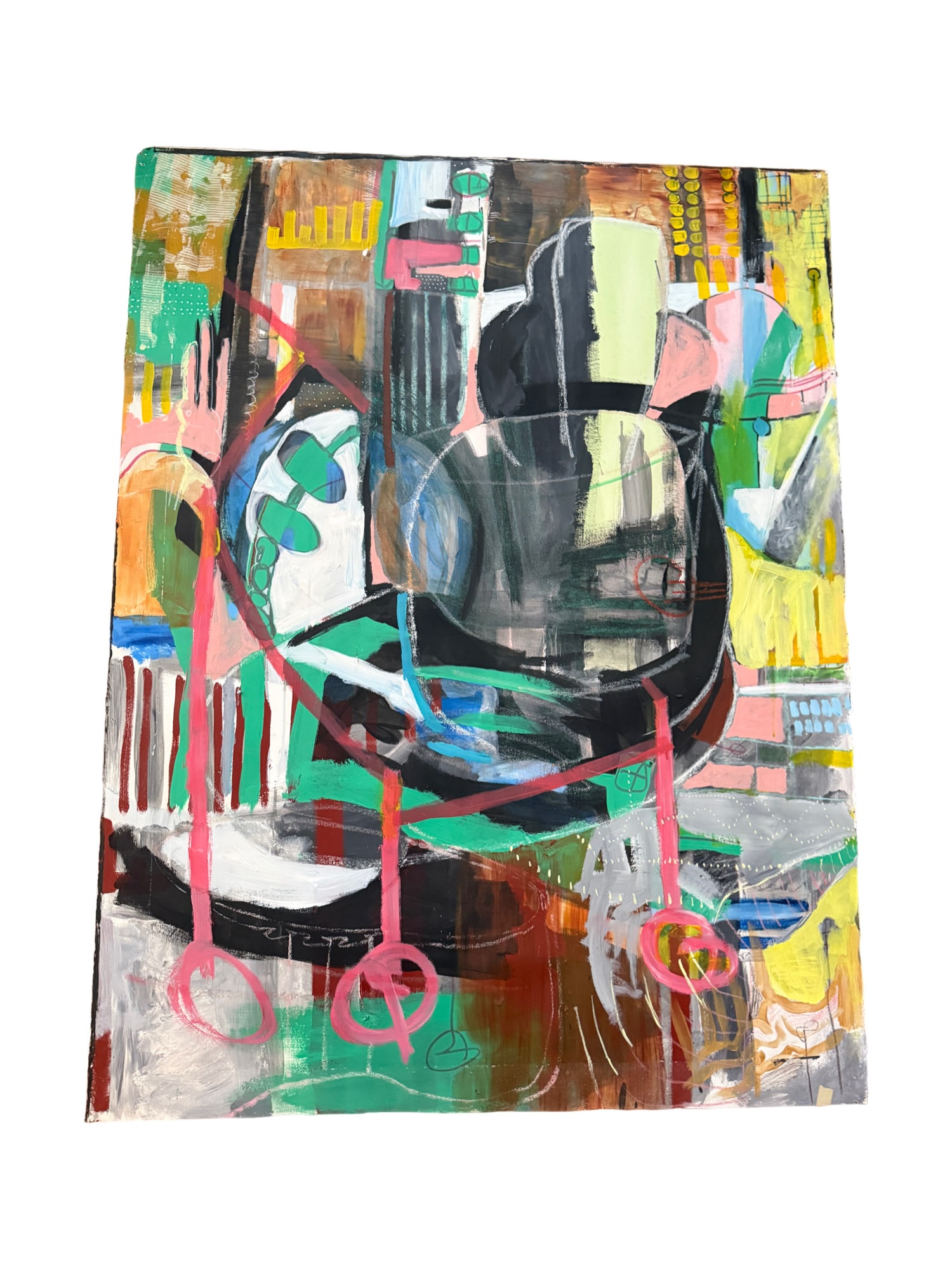 Large Painting "Jean's Mug" by Christine Bush Roman Original on Paper Charleston Artist: "Jean's Mug" by Christine Bush Roman Original on Paper Back is posterboard but not attached 50"L x 38"W **OUT OF HOUSE SHIPPING