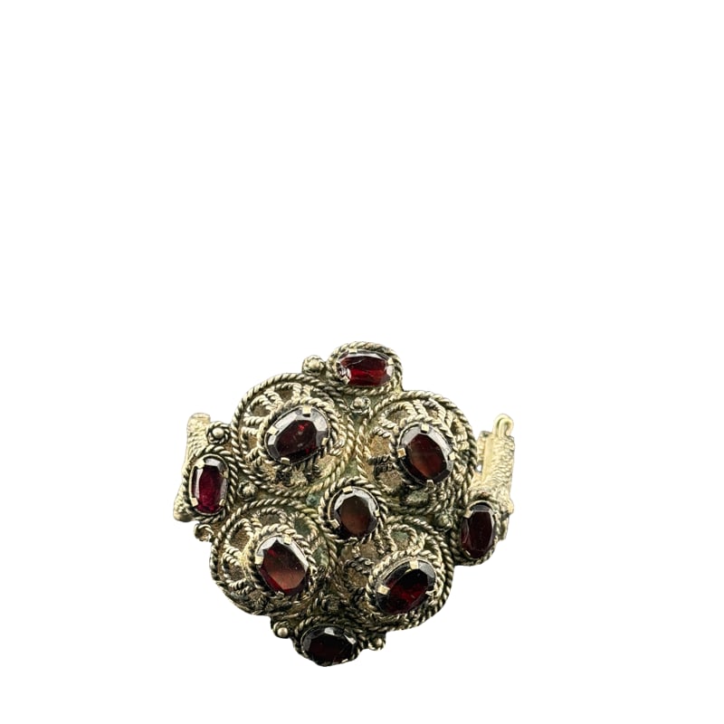 Antique Filigree Sterling Silver ? Garnet Bracelet (1 of 5)