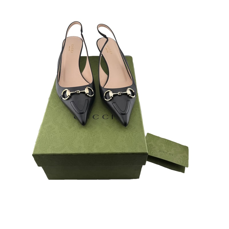Gucci Leather Horsebit Slingback Pumps: PLEASE READ: in house shipping within the US If you win this item, please select self arranged for in house shipping when paying invoice size 38 1/2 bought on King Street downtown Charleston in 2024 c