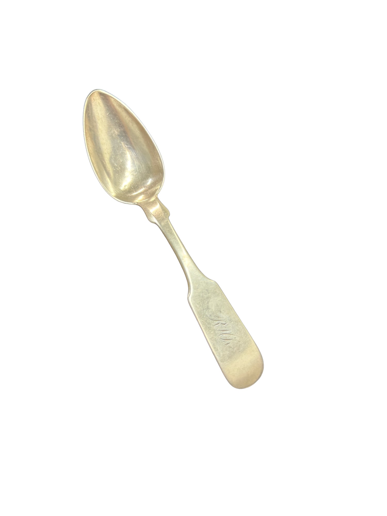 Hayden & Gregg Coin Silver Monogrammed Spoon: PLEASE READ: in house shipping within the US If you win this item, please select self arranged for in house shipping when paying invoice Hayden & Gregg Coin Silver Monogrammed Spoon 24 grams 6" length