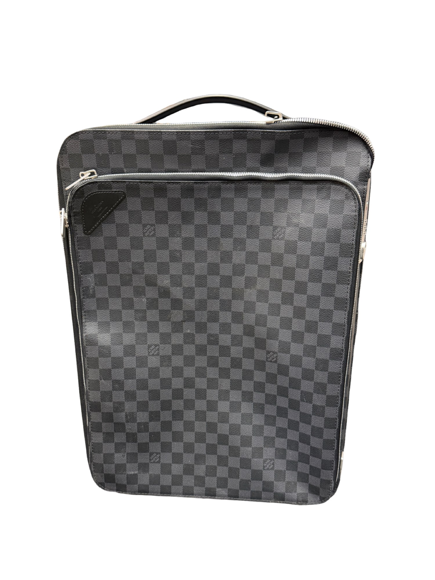 Louis Vuitton Pégase Damier Graphite Cavnas Carry-On Suitcase: **OUT OF HOUSE SHIPPINGLouis Vuitton Pégase Damier Graphite Cavnas Carry-On Suitcase 15"L x 22"H x 8"W Designed by Marc Newson Features cowhide leather trim, aluminium metallic pieces, zip closure wi