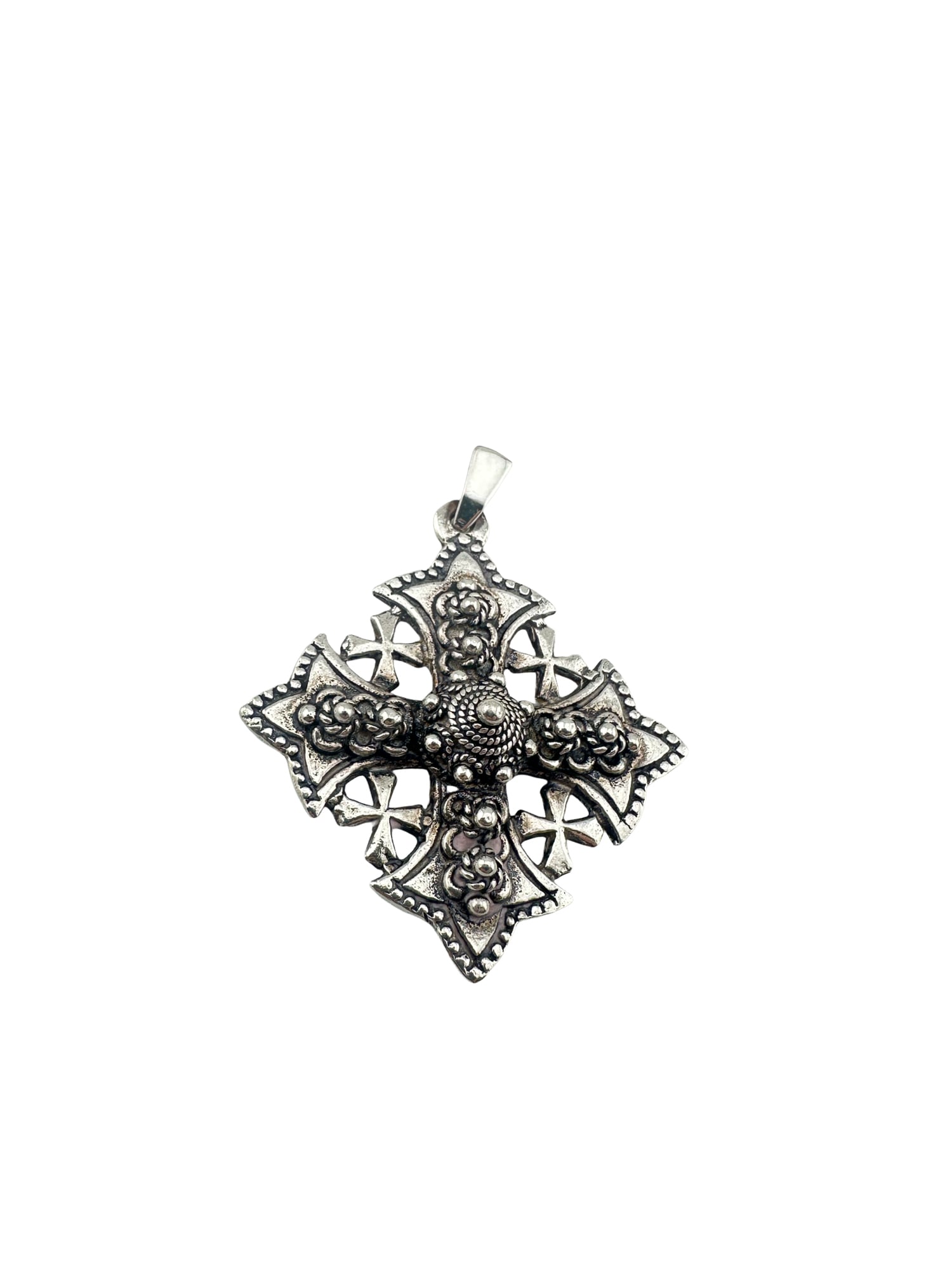 Vintage Sterling Silver Jerusalem Maltese Crusader Cross Pendant: PLEASE READ: in house shipping within the us If you win this item, please select self arranged for in house shipping when paying invoice Vintage Sterling Silver Jerusalem Maltese Crusader CrossPendant