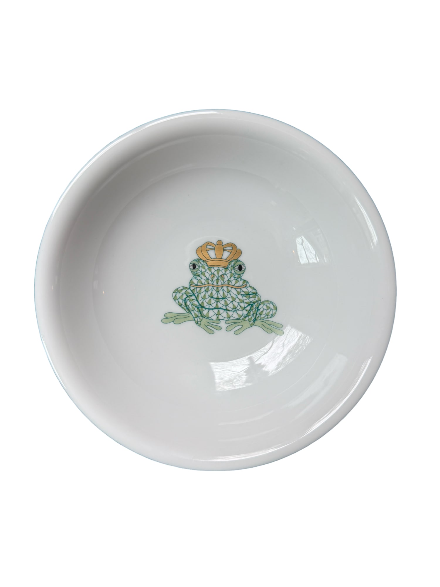 Herend Frog Prince Childs Bowl: PLEASE READ: in house shipping within the US If you win this item, please select self arranged for in house shipping when paying invoice Herend Frog Prince Childs Bowl 6.75"W x 1.75"H