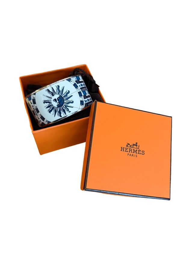 Hermès Sun and Rooster Enamel Bangle Bracelet (1 of 5)