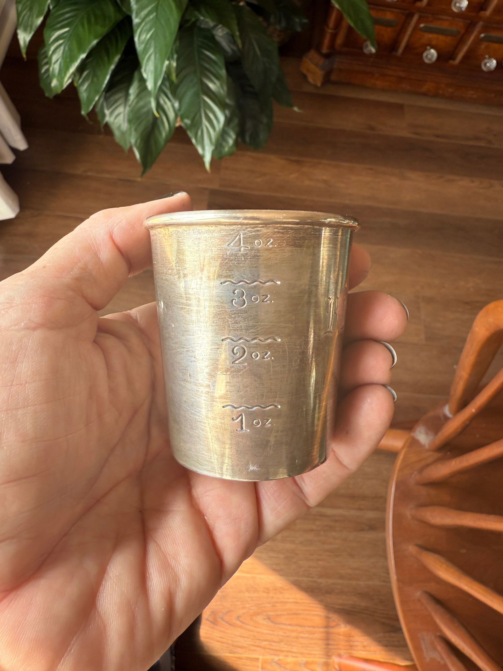Sterling Silver Newport Monogrammed Mid-Century 4 oz Bar Jigger Cup (1 of 6)