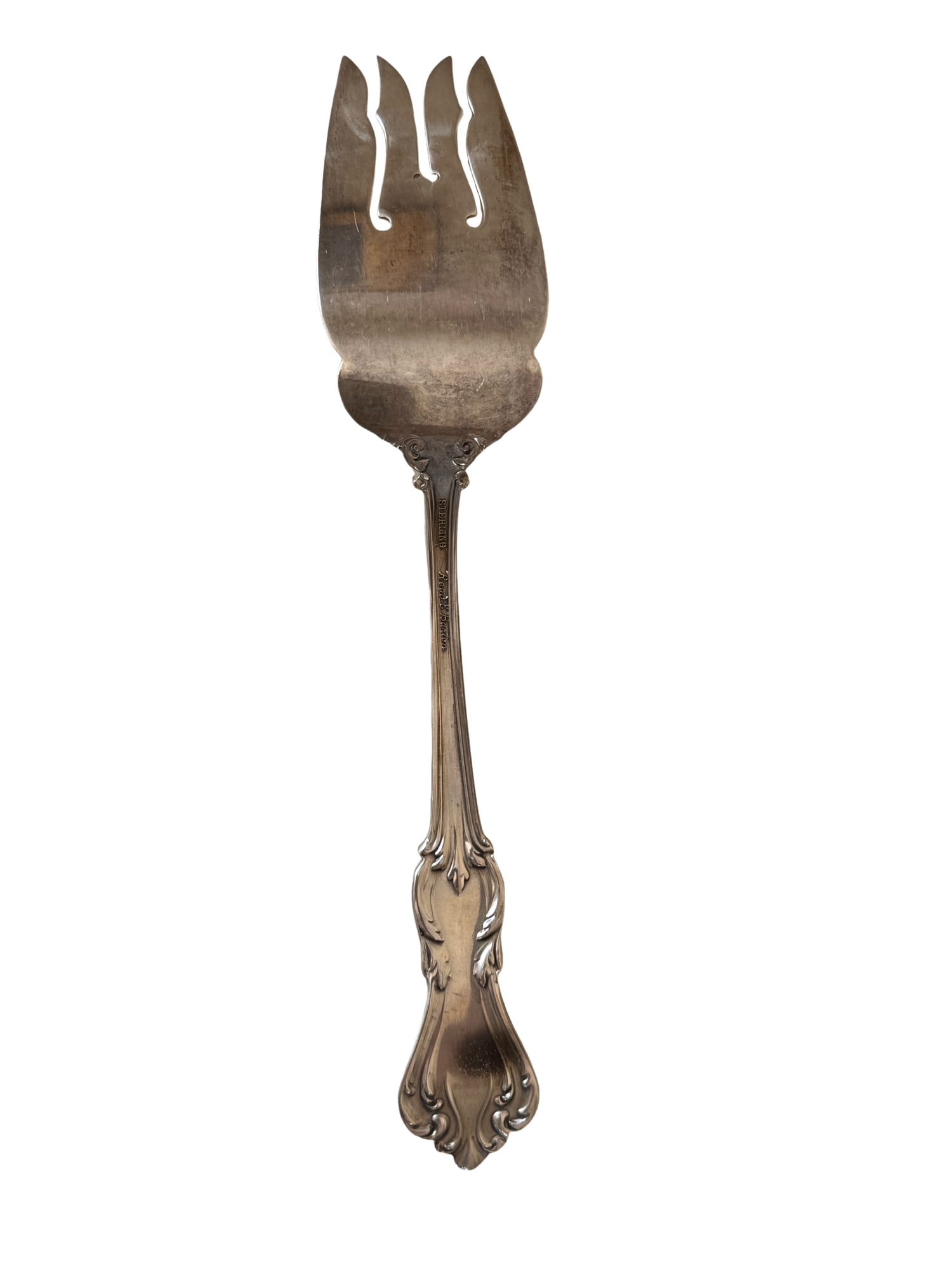 Sterling Silver Reed and Barton Serving Fork: Sterling Silver Reed and Barton Serving Fork 70 grams 8" long Stamped Reed and Barton and Sterling