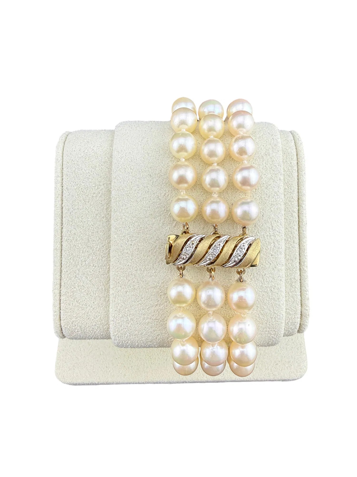 14k Gold Akoya Multi Stand Pearl and Diamond Bracelet (1 of 5)