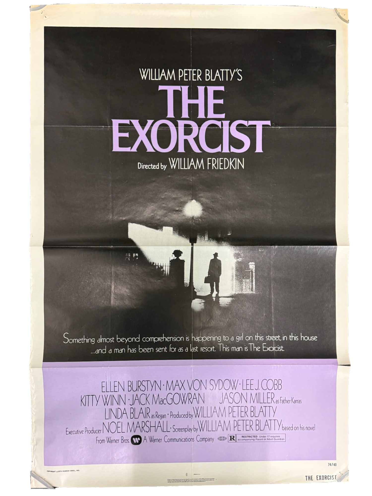 "The Exorcist" Original 1974 One Sheet Movie Poster: PLEASE READ: in house shipping within the US If you win this item, please select self arranged for in house shipping when paying invoice "The Exorcist" Original 1974 One Sheet Movie Poster 27 x 41 Cop