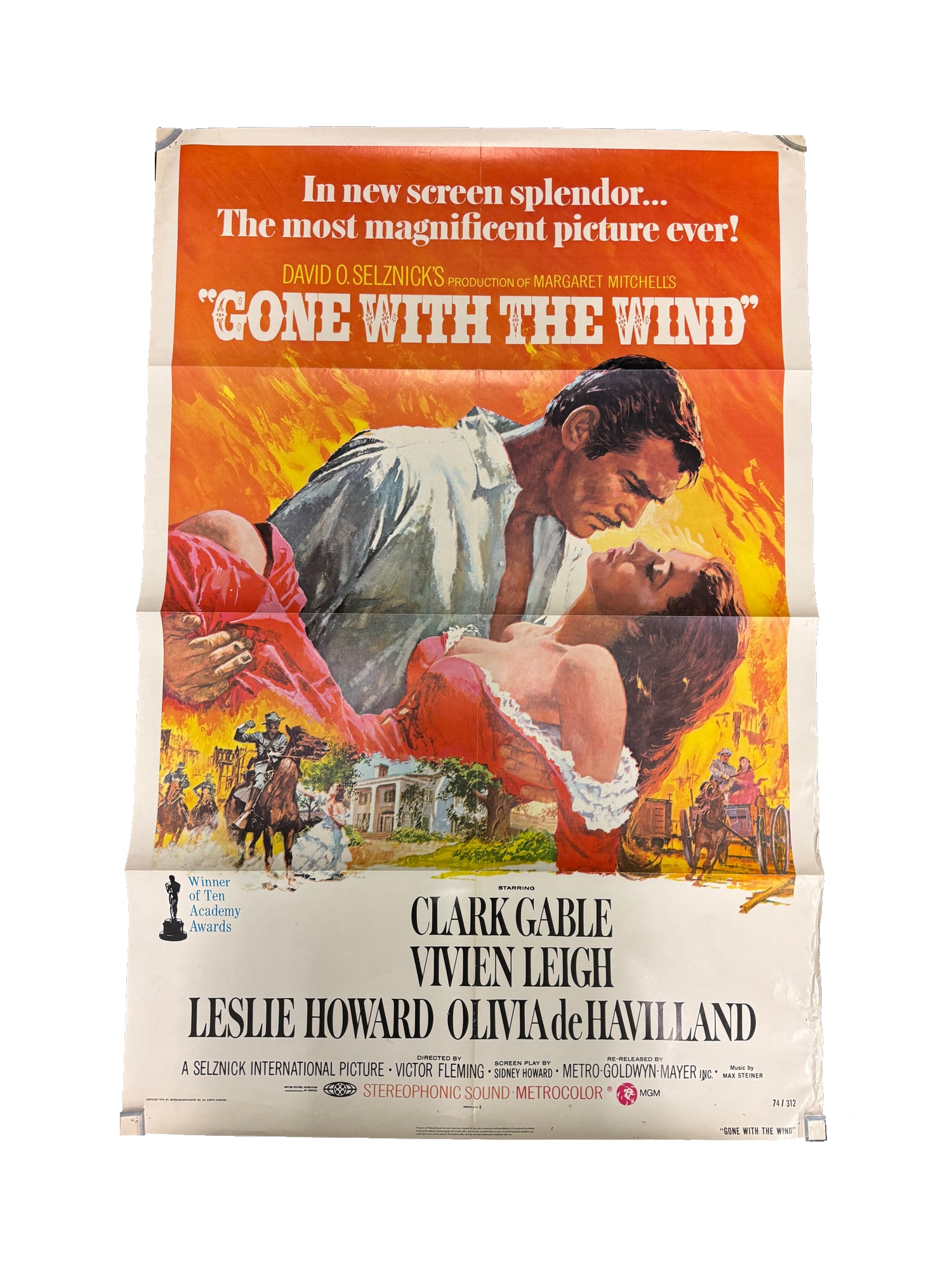 "Gone With The Wind" Original 1970 One Sheet Movie Poster: PLEASE READ: in house shipping within the US If you win this item, please select self arranged for in house shipping when paying invoice "Gone With The Wind" Original 1970 One Sheet Movie Poster 27 x