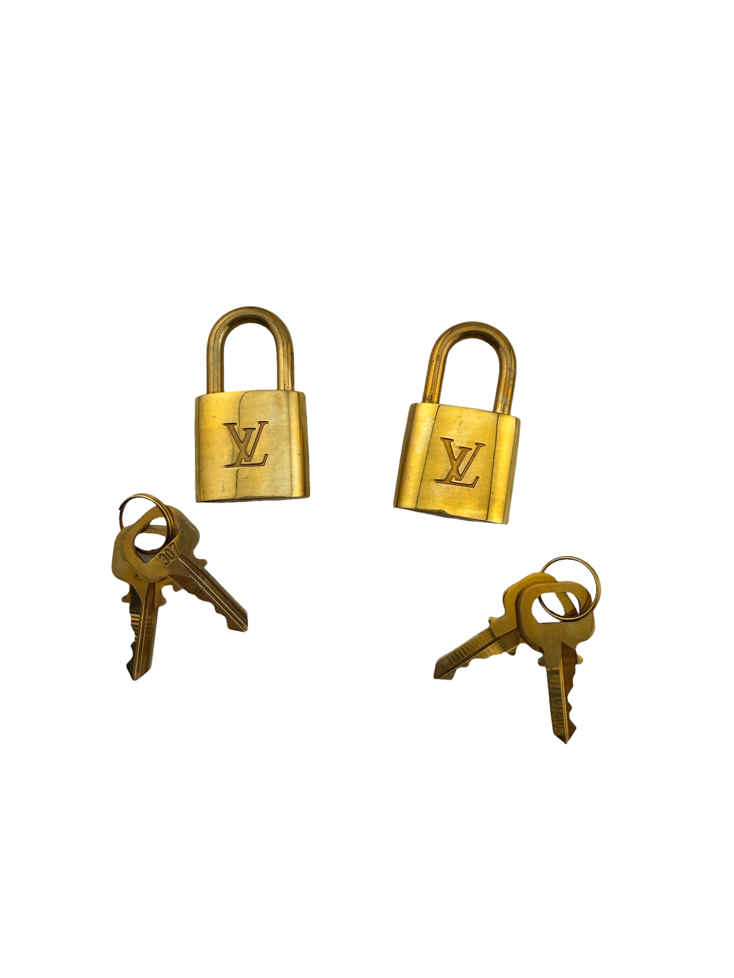 Louis Vuitton Polished Brass Padlock and Key Set of 2: PLEASE READ: in house shipping within the US If you win this item, please select self arranged for in house shipping when paying invoice Louis Vuitton Polished Brass Padlock and Key Set of 2 1.5" each