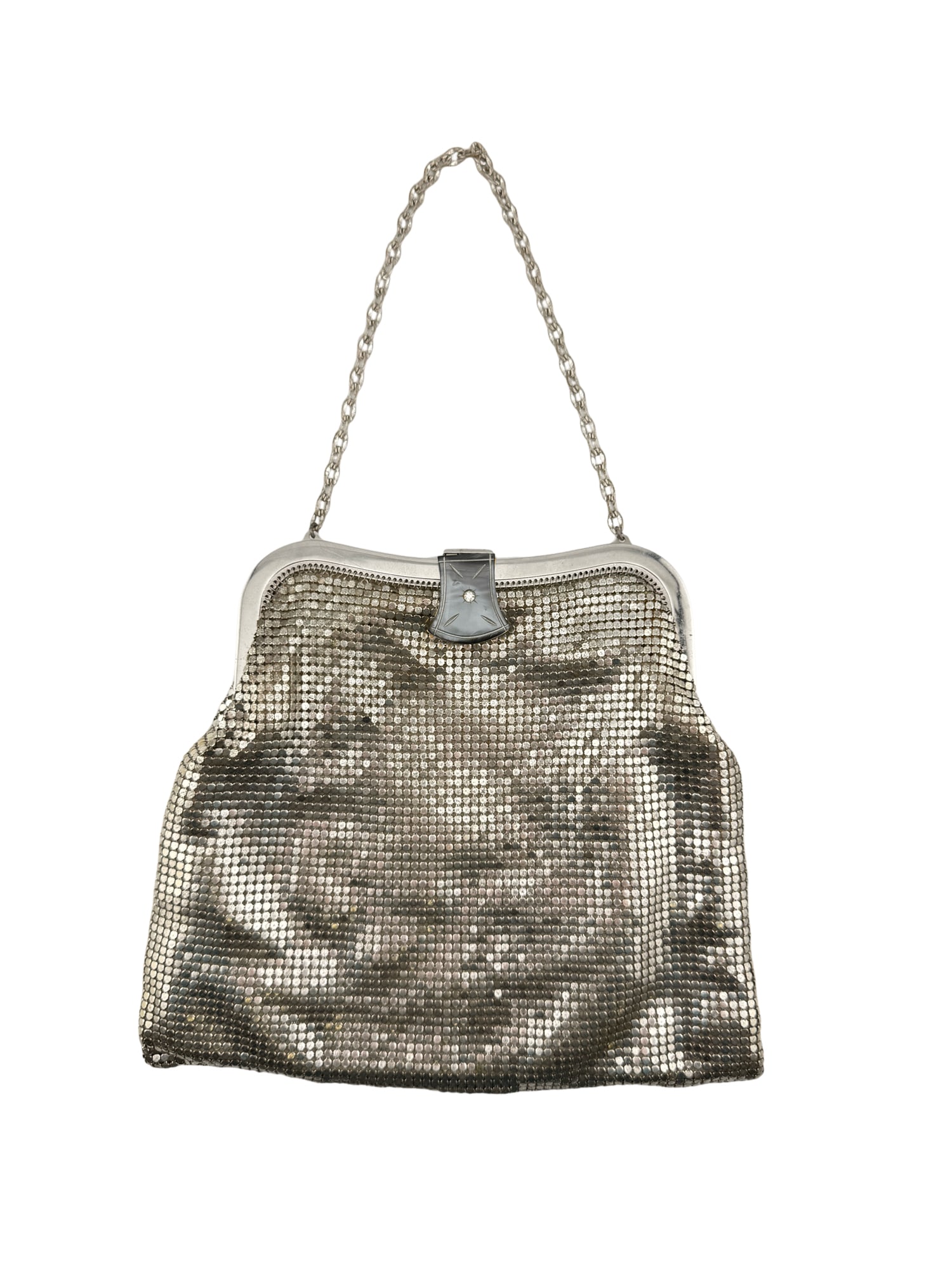 Vintage Whiting & Davis Metal Mesh Bag with Bakelite Rhinestone Clasp (1 of 7)