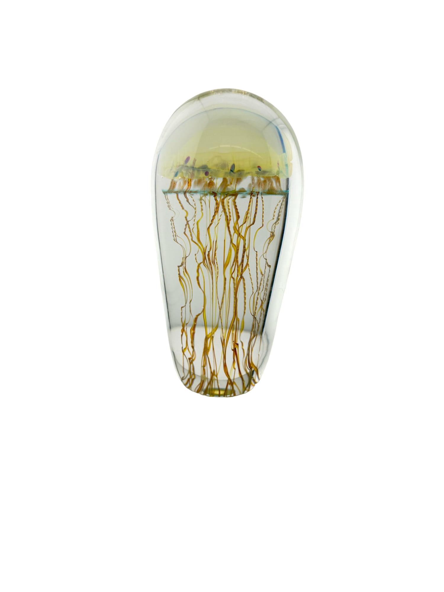 Richard Satava Jellyfish Glass Paperweight: PLEASE READ: in house shipping within the US If you win this item, please select self arranged for in house shipping when paying invoice Richard Satava Jellyfish Glass Paperweight 6"H x about 2"W