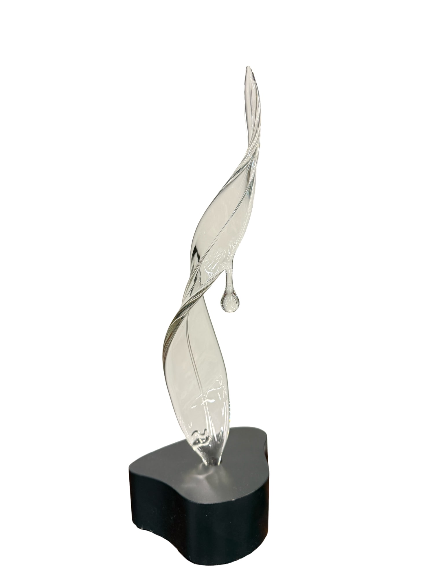 Hans Godo Frabal Glass Dew Drop Sculpture on Stand: PLEASE READ:OUT OF HOUSE Hans Godo Frabal Glass Dew Drop Sculpture on Stand 11.5"H with stand Glass can be detached from stand