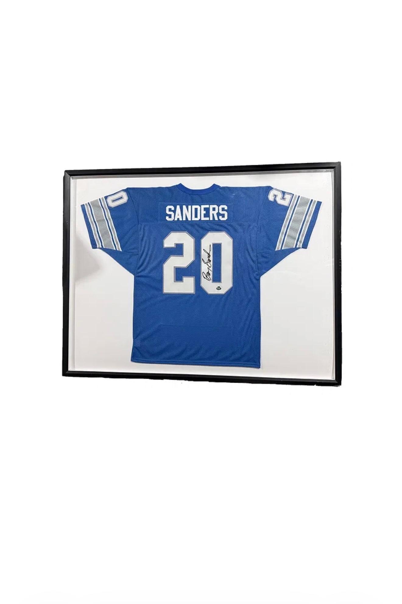 Autographed and Framed Barry Sanders Detroit Lions Jersey (1 of 5)