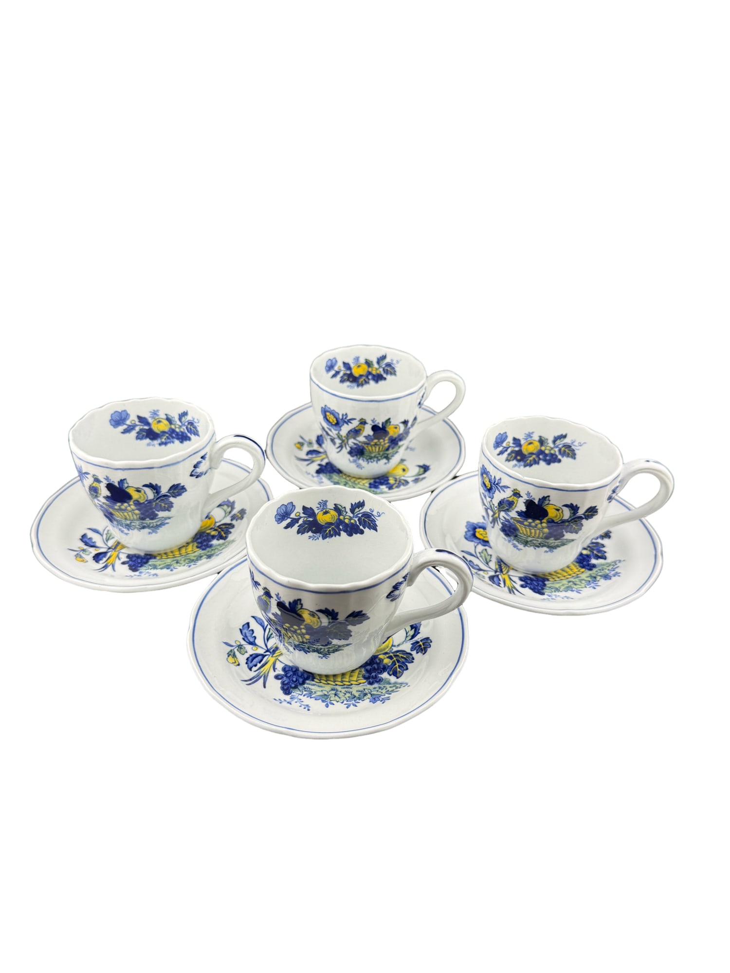Spode Saucers and Teacups Set of 4 Blue Bird Pattern (1 of 7)