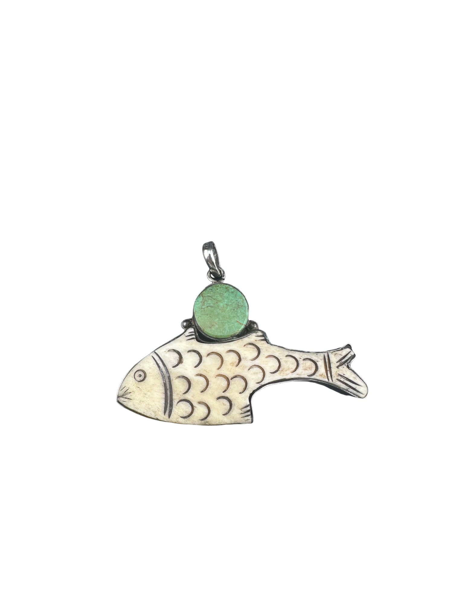 sterling silver Bone carved fish pendant, handcrafted: PLEASE READ: in house shippingIf you win this item, please select self arranged for inhouse shipping when paying invoice sterling silver Bone carved fish pendant, handcrafted 3.5"lx2.5"h 26g