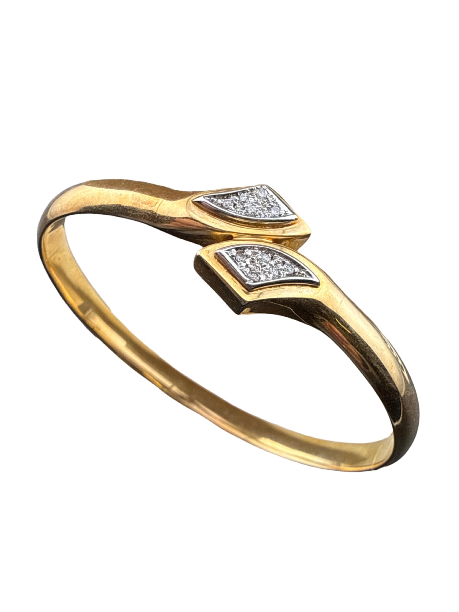 14k gold and Diamond house of Bangle Bracelet - Snake-: PLEASE READ:in house shipping If you win this item, please select self arranged for inhouse shipping when paying invoice 14k gold and Diamond house of Bangle Bracelet - Snake- 9.2g 6"