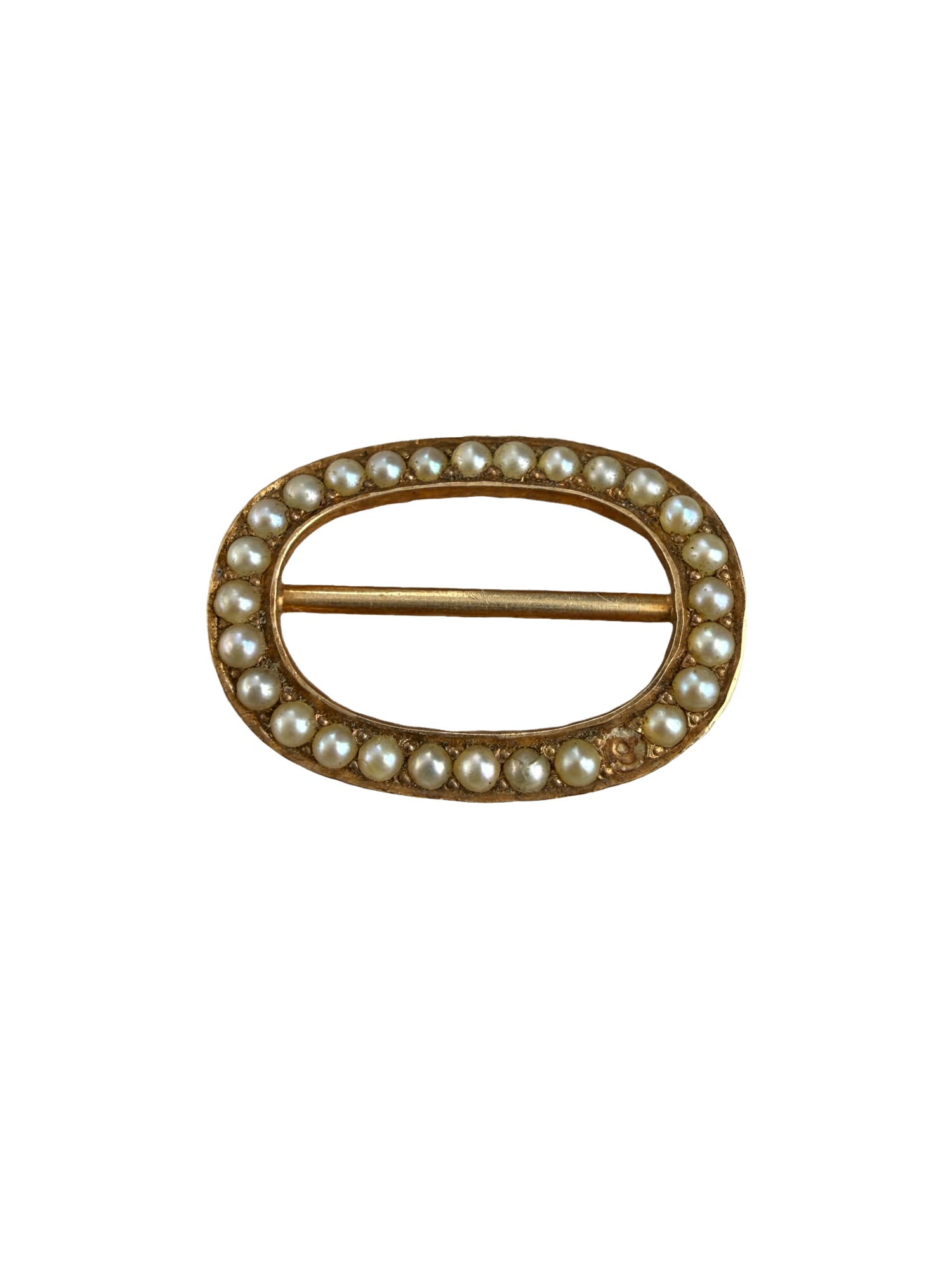 14k Gold Seed Pearl Charles Green and Sons Sash Buckle: PLEASE READ: in house shipping within the US If you win this item, please select self arranged for in house shipping when paying invoice 14k Gold Seed Pearl Charles Green and Sons Sash Buckle 0.75" 1.