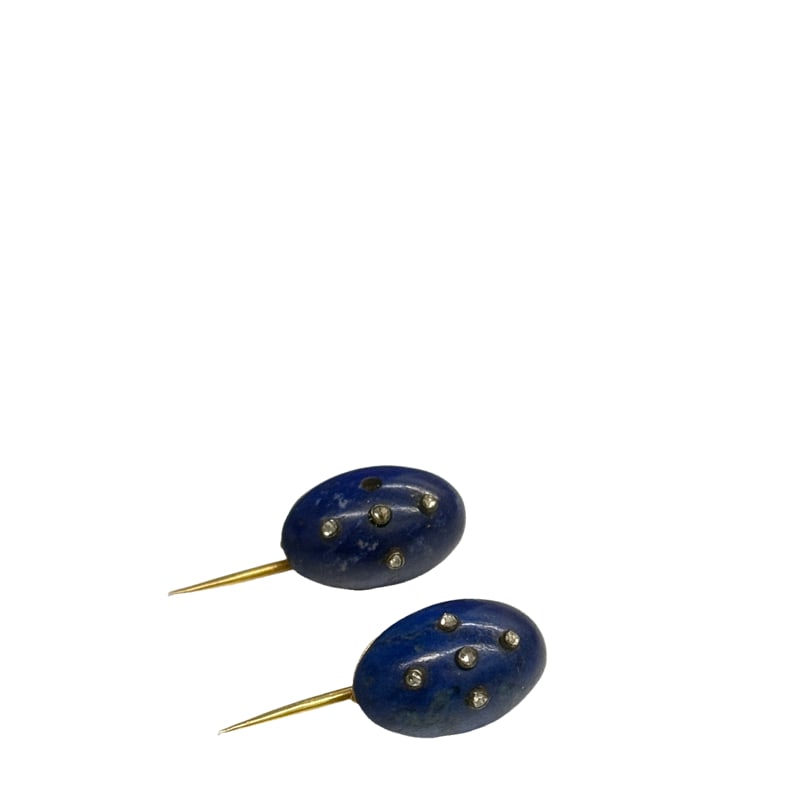 22k - 24k Gold Antique Victorian / Edwardian Pins with Lapis Lazuli and Diamond Chips (1 of 4)