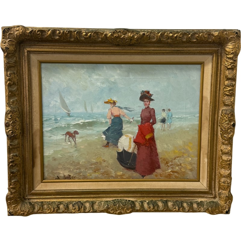 Juan Soler (Spanish 1941-1984) Oil On Canvas: **OUT OF HOUSE SHIPPING sight: 11.75" x 15.5" frame: 18.25" x 22" x 1.5"