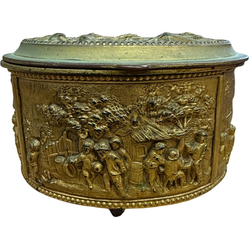 Antique JB Jennings Brothers Trinket Jewelry Box: PLEASE READ: in house shipping within the US If you win this item, please select self arranged for in house shipping when paying invoice 3"H x 4.75"L