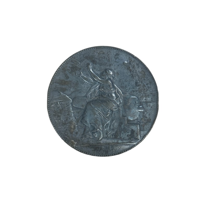 France Siege of Paris Medal Coin (1870-1871): PLEASE READ: in house shipping within the US If you win this item, please select self arranged for in house shipping when paying invoice 2.5" 114.5 grams